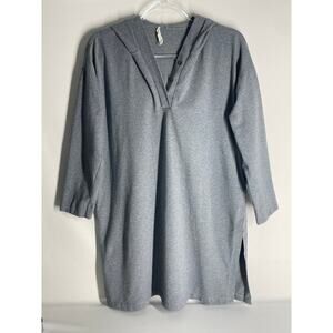 Eileen Fisher Gray Oversized Organic Cotton Hooded Tunic Split hem size small